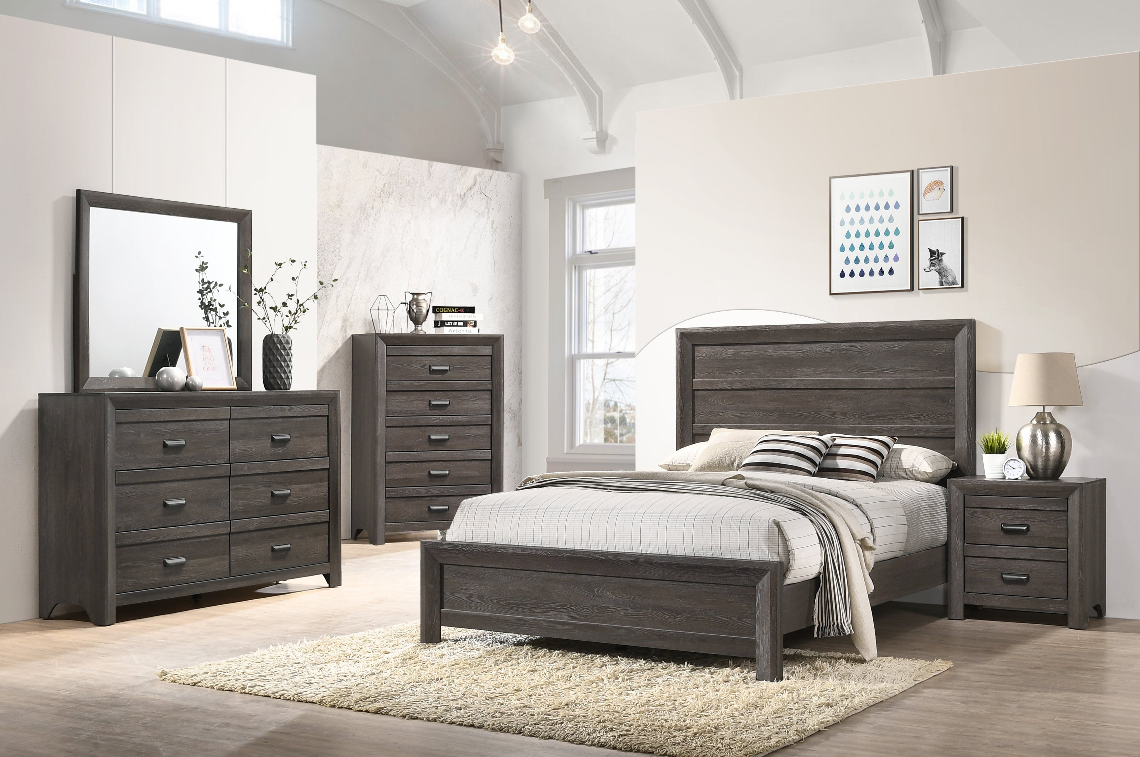 Adelaide Brown Panel Bedroom Set - SET | B6700-Q-HBFB | B6700-KQ-RAIL | B6700-2 | B6700-4 - Bien Home Furniture &amp; Electronics