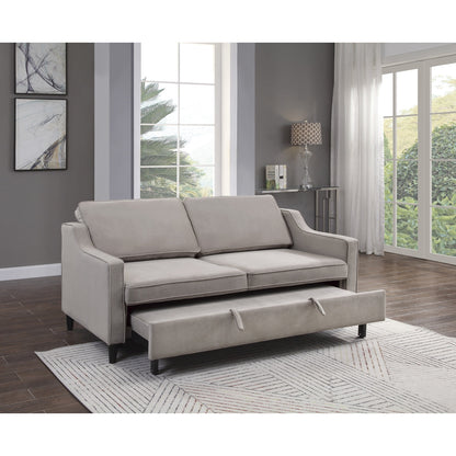 Adelia Cobblestone Velvet Convertible Studio Sofa with Pull-out Bed - 9428CB-3CL - Bien Home Furniture &amp; Electronics