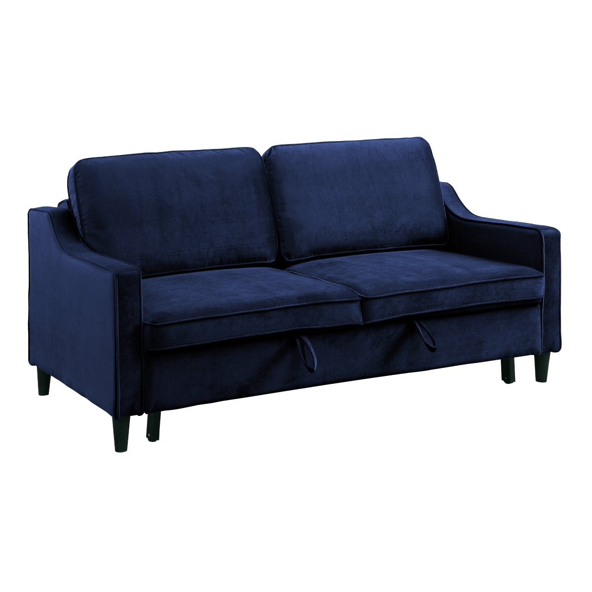 Adelia Navy  Velvet Convertible Studio Sofa with Pull-out Bed - 9428NV-3CL - Bien Home Furniture &amp; Electronics