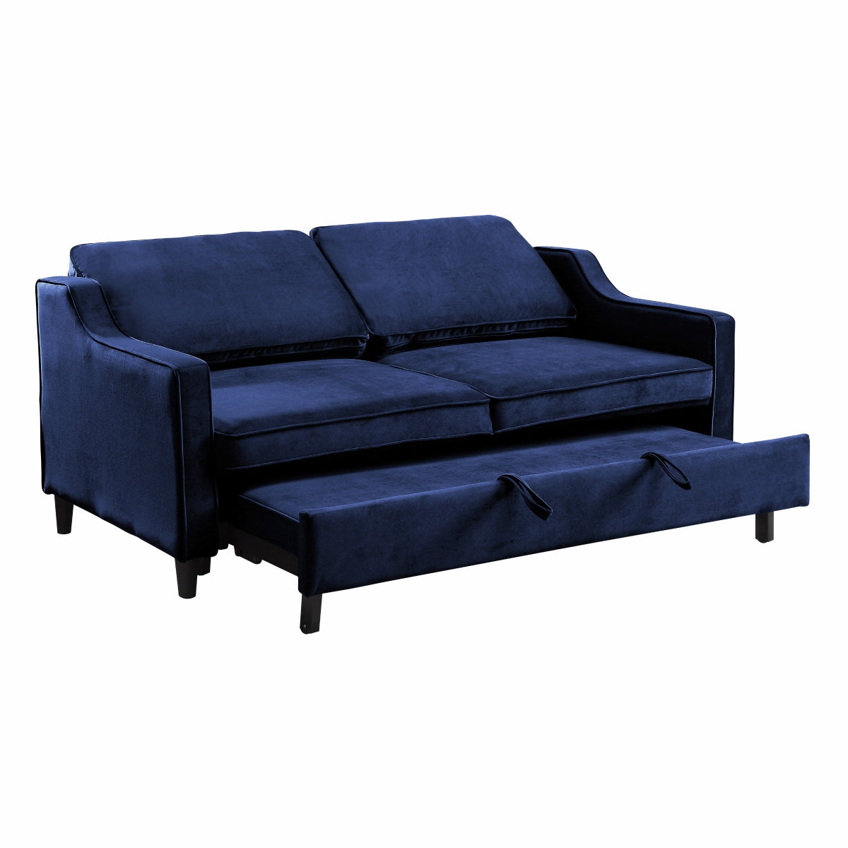 Adelia Navy  Velvet Convertible Studio Sofa with Pull-out Bed - 9428NV-3CL - Bien Home Furniture &amp; Electronics