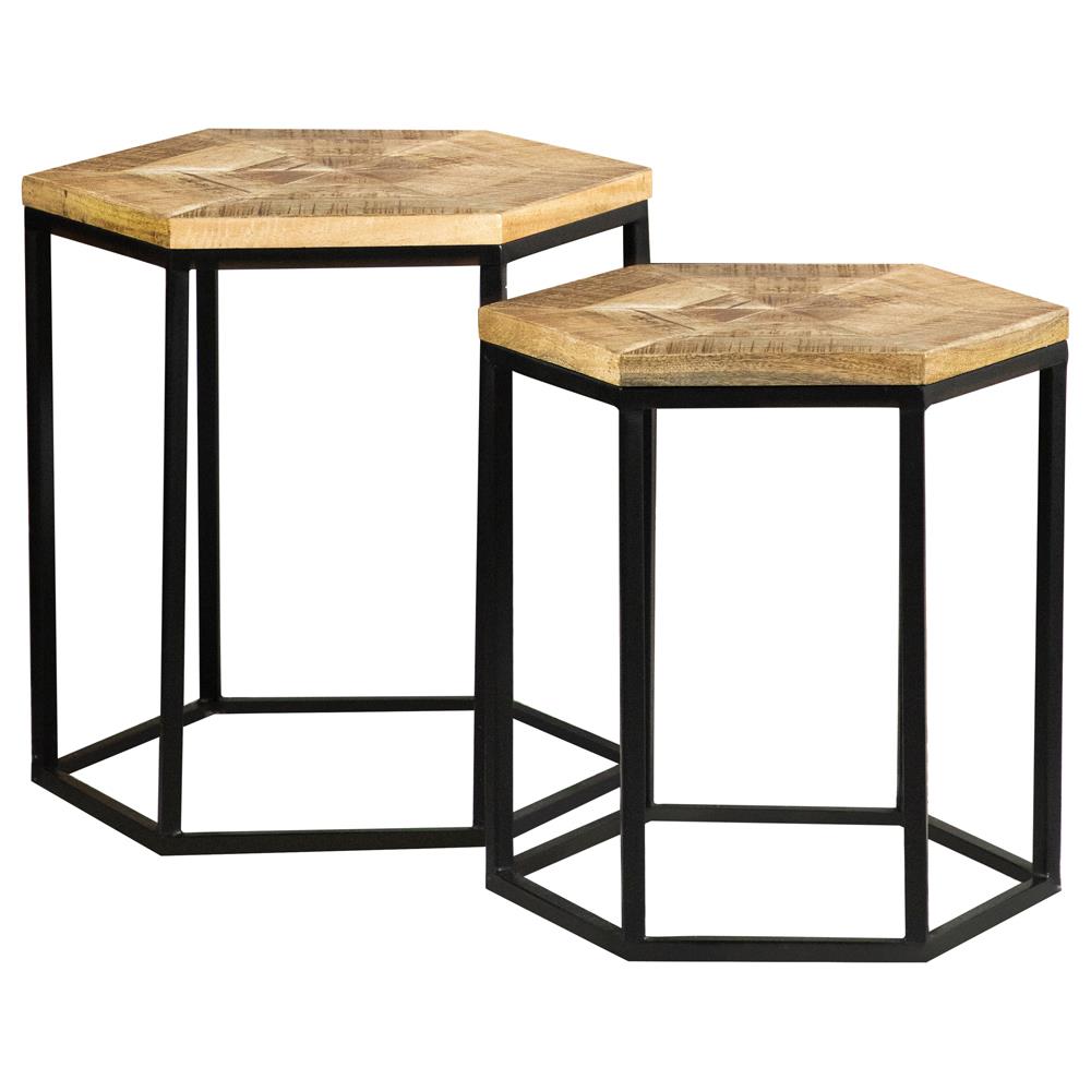 Adger 2-Piece Hexagon Nesting Tables Natural/Black - 935844 - Bien Home Furniture &amp; Electronics