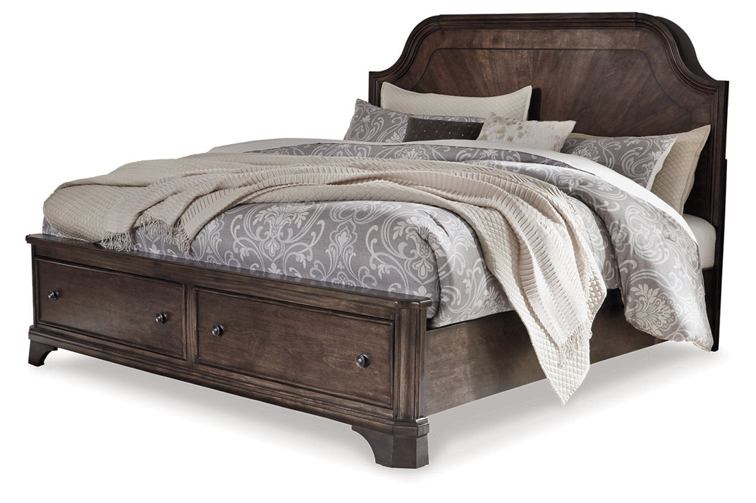 Adinton Brown Queen Panel Bed with 2 Storage Drawers - SET | B517-54S | B517-57 | B517-98 - Bien Home Furniture &amp; Electronics