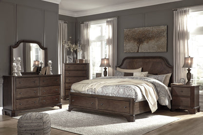 Adinton Brown Queen Panel Bed with 2 Storage Drawers - SET | B517-54S | B517-57 | B517-98 - Bien Home Furniture &amp; Electronics