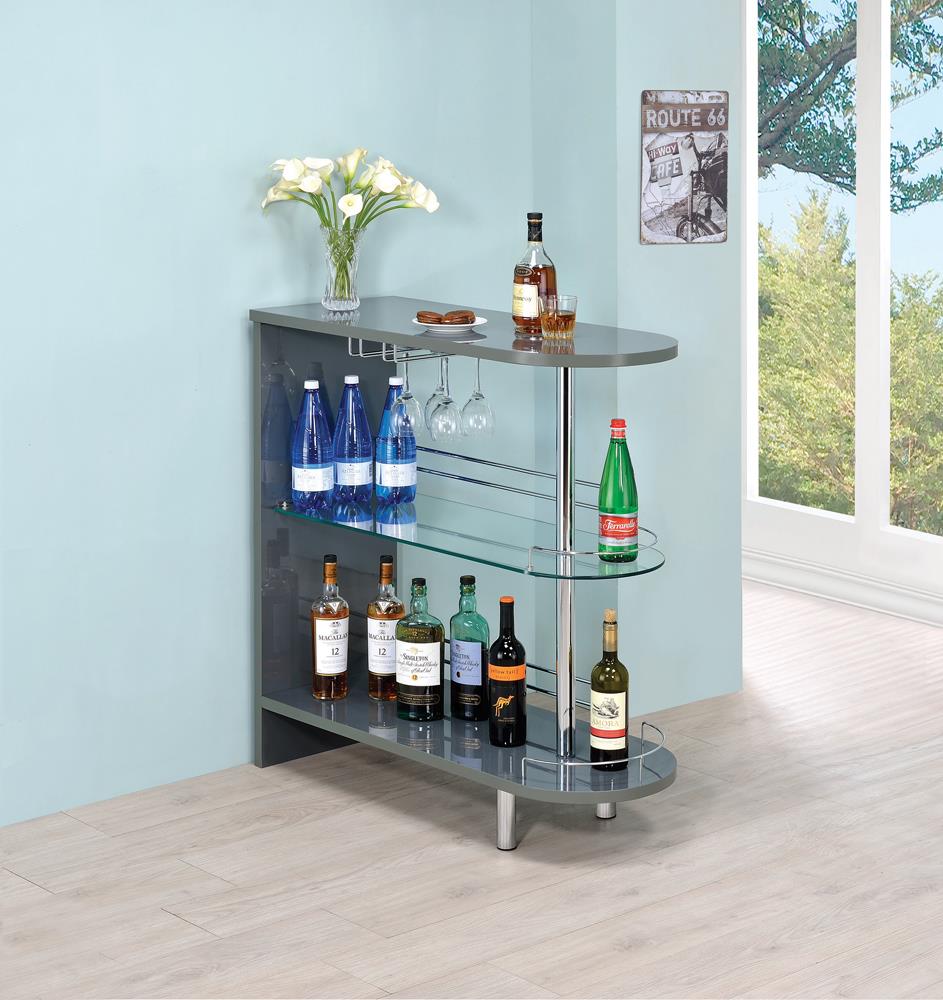 Adolfo Glossy Gray/Clear 3-Tier Bar Table - 101073 - Bien Home Furniture &amp; Electronics