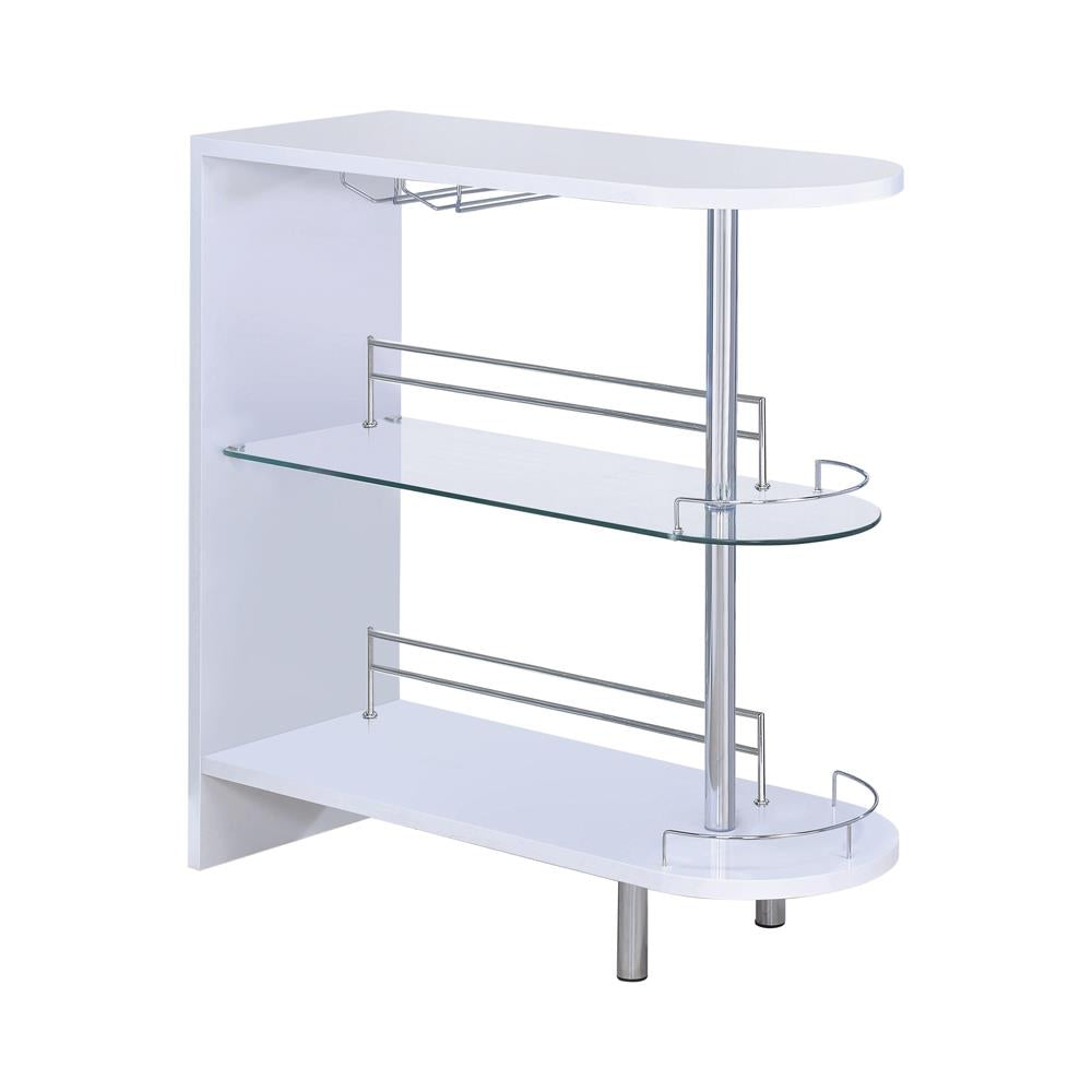 Adolfo Glossy White/Clear 3-Tier Bar Table - 101064 - Bien Home Furniture &amp; Electronics
