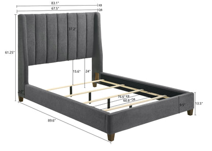 Agnes Charcoal Boucle Queen Upholstered Bed - SET | 5264CL-Q-HBFB | 5264CL-KQ-RAIL - Bien Home Furniture &amp; Electronics