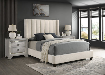 Agnes White Boucle King Upholstered Bed - SET | 5264WH-K-HBFB | 5264WH-KQ-RAIL - Bien Home Furniture &amp; Electronics