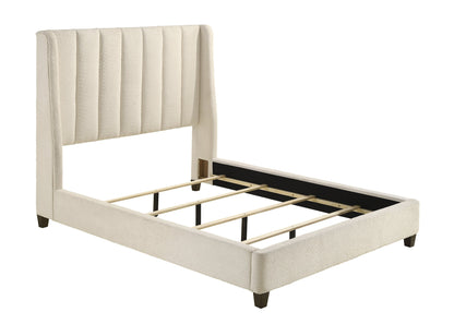 Agnes White Boucle Queen Upholstered Bed - SET | 5264WH-Q-HBFB | 5264WH-KQ-RAIL - Bien Home Furniture &amp; Electronics