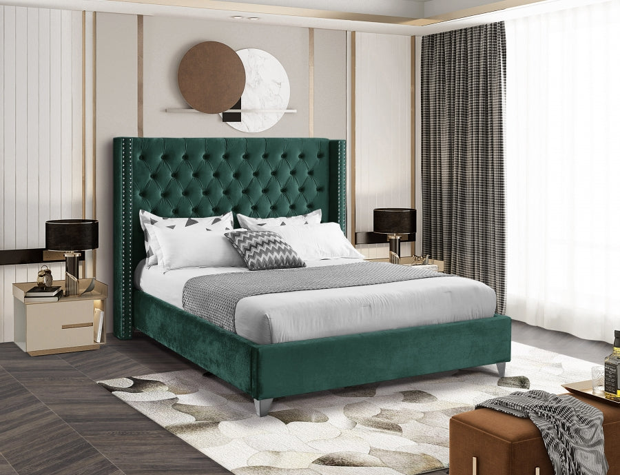 Aiden Green Velvet Queen Bed - AidenGreen-Q - Bien Home Furniture & Electronics