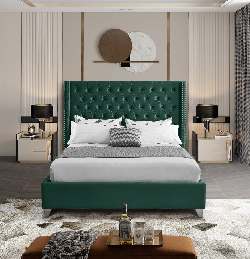 Aiden Green Velvet Queen Bed - AidenGreen-Q - Bien Home Furniture &amp; Electronics