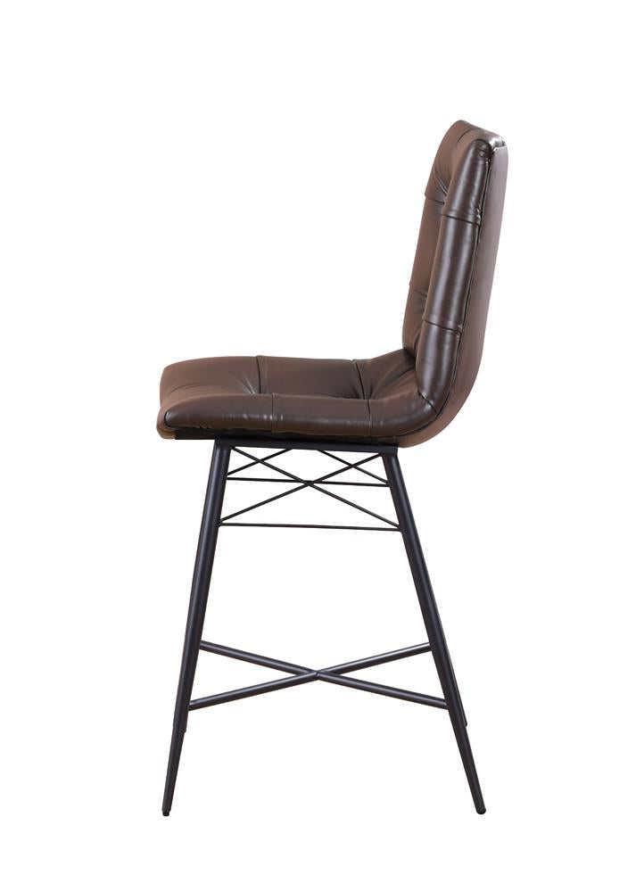 Aiken Brown Upholstered Tufted Counter Height Stools, Set of 2 - 107860 - Bien Home Furniture &amp; Electronics