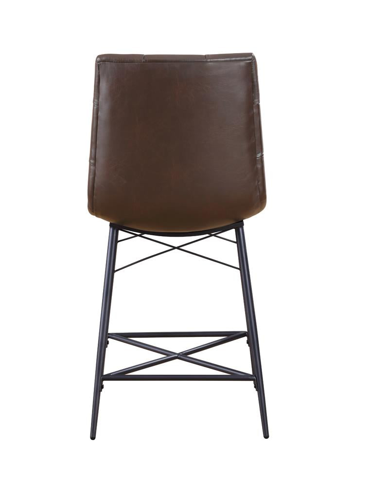 Aiken Brown Upholstered Tufted Counter Height Stools, Set of 2 - 107860 - Bien Home Furniture &amp; Electronics