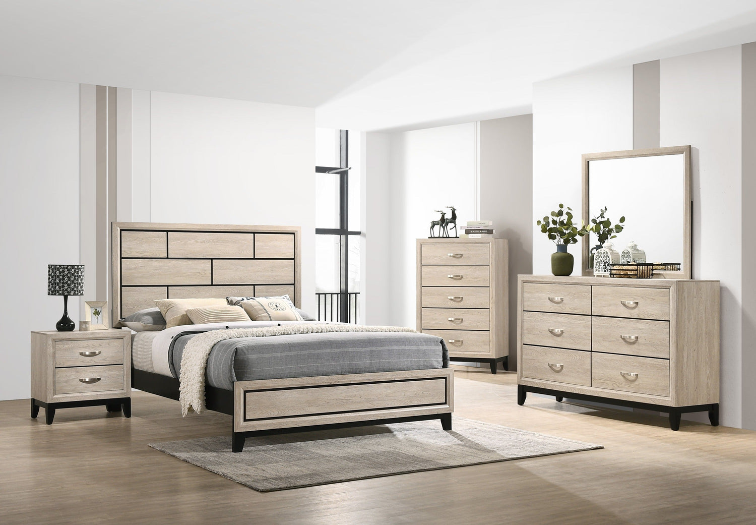 Akerson Driftwood Panel Bedroom Set - SET | B4630-Q-HBFB | B4630-KQ-RAIL | B4630-2 | B4630-4 - Bien Home Furniture &amp; Electronics