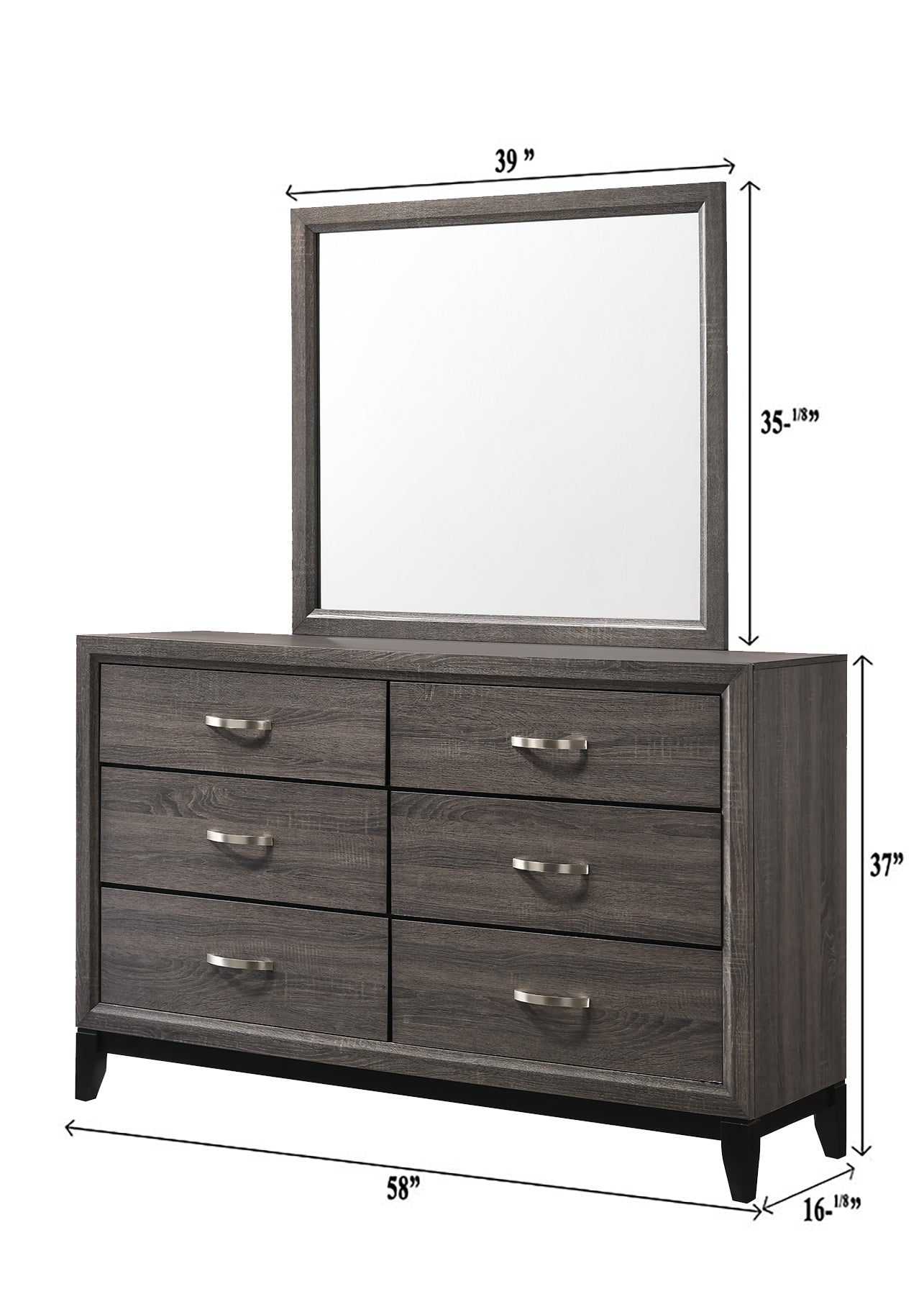 Akerson Gray Bedroom Mirror (Mirror Only) - B4620-11 - Bien Home Furniture &amp; Electronics
