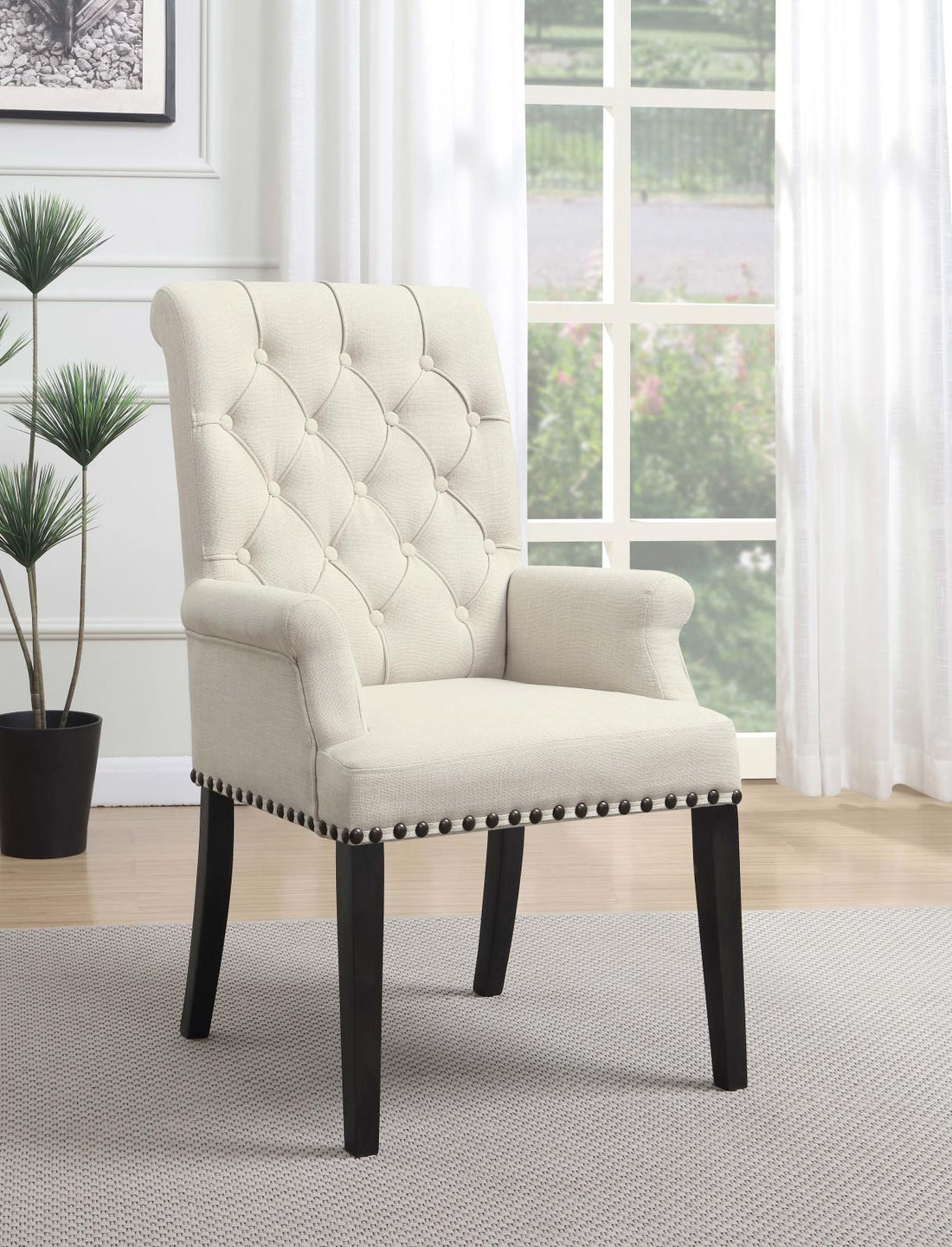 Alana Beige/Smokey Black Upholstered Arm Chair - 107283 - Bien Home Furniture &amp; Electronics