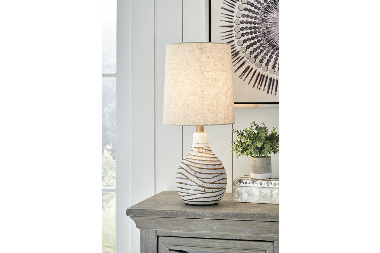 Aleela White/Gold Finish Table Lamp - L204194 - Bien Home Furniture &amp; Electronics