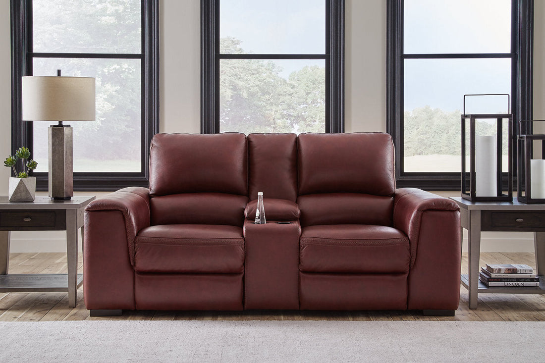 Alessandro Garnet Power Reclining Loveseat with Console - U2550118 - Bien Home Furniture &amp; Electronics