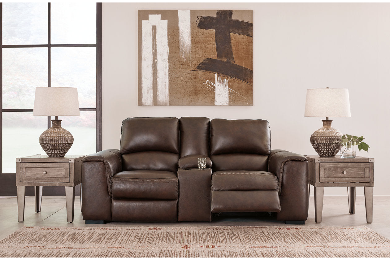 Alessandro Walnut Power Reclining Loveseat with Console - U2550218 - Bien Home Furniture &amp; Electronics