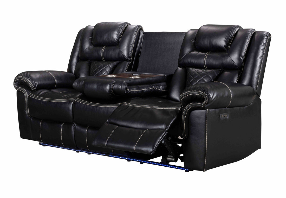 Alexa Black 3-Piece Power Reclining Living Room Set - Alexa Black - Bien Home Furniture &amp; Electronics