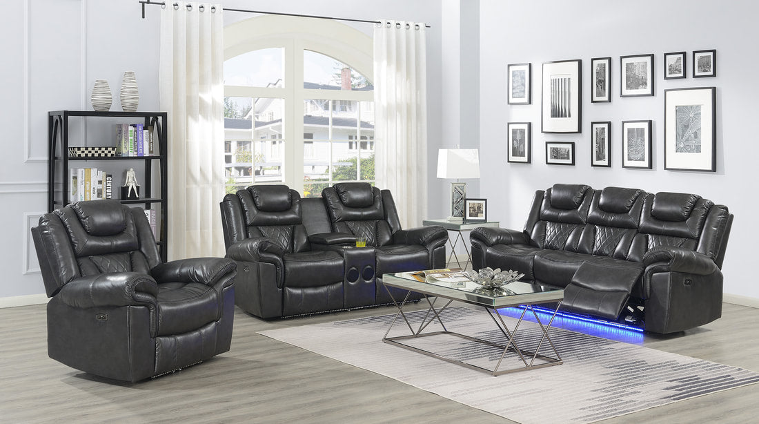 Alexa Gray 3-Piece Power Reclining Living Room Set - Alexa - Bien Home Furniture &amp; Electronics