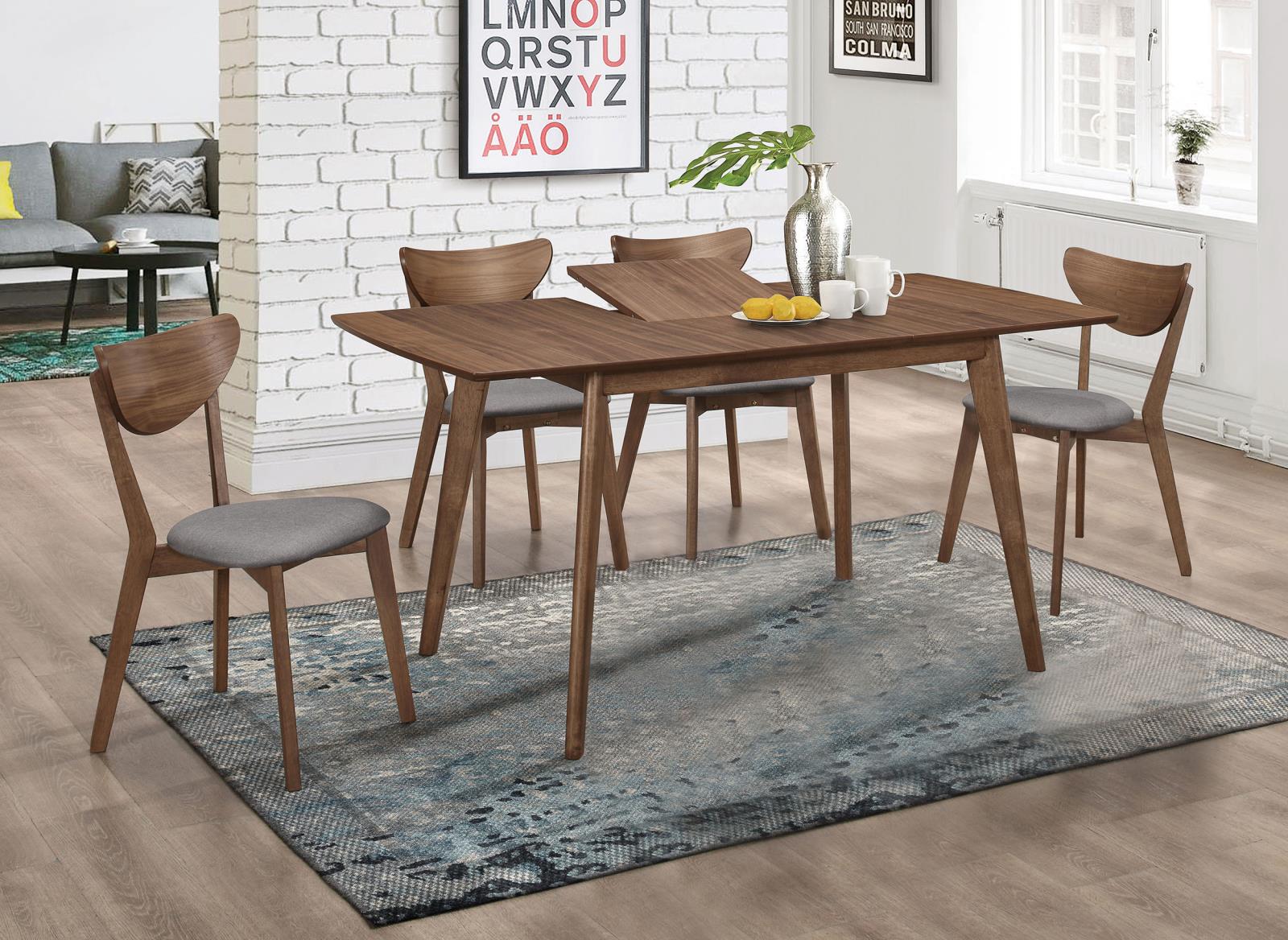 Alfredo Dining Room Set Natural Walnut/Gray - 108080-S5 - Bien Home Furniture &amp; Electronics