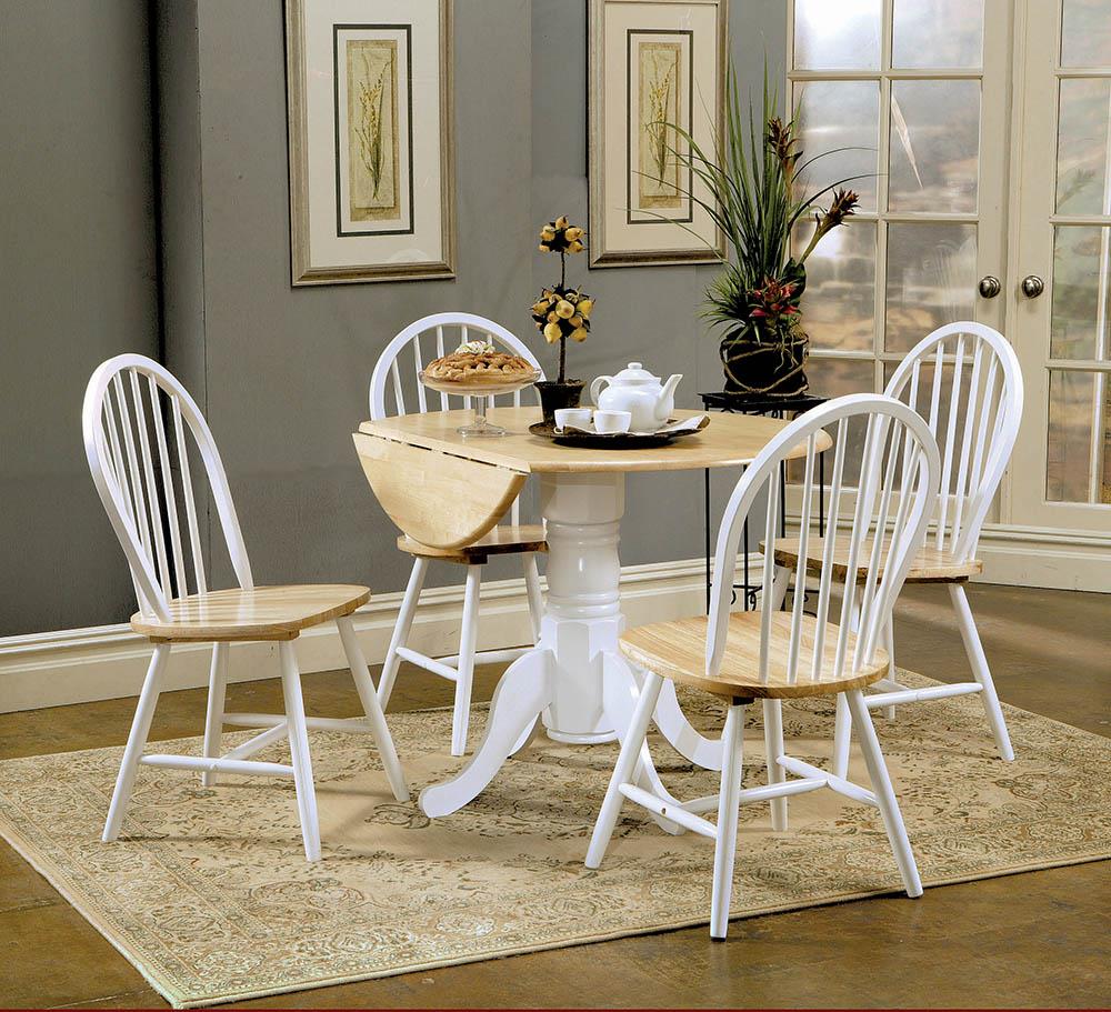 Allison Natural Brown/White Drop Leaf Round Dining Table - 4241 - Bien Home Furniture &amp; Electronics