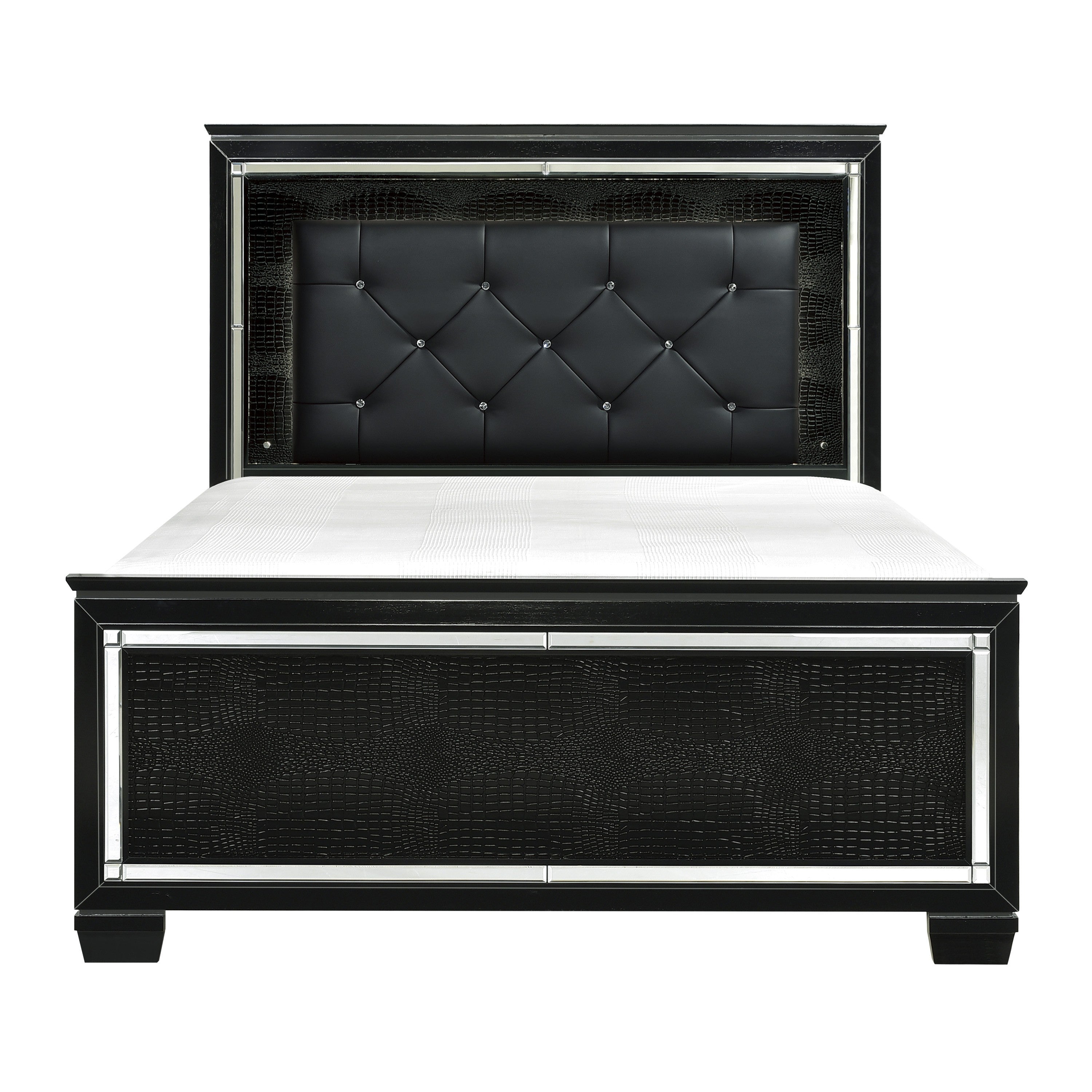 Allura Black King LED Upholstered Panel Bed - SET | 1916KBK-1 | 1916KBK-2 | 1916KBK-3EK - Bien Home Furniture &amp; Electronics