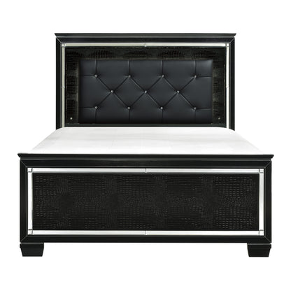 Allura Black Queen LED Upholstered Panel Bed - SET | 1916BK-1 | 1916BK-2 | 1916BK-3 - Bien Home Furniture &amp; Electronics