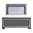 Allura Gray Queen LED Upholstered Panel Bed - SET | 1916GY-1 | 1916GY-2 | 1916GY-3 - Bien Home Furniture & Electronics