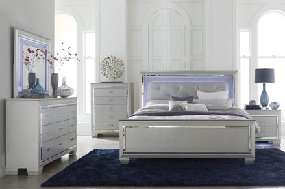 Allura Silver King LED Upholstered Panel Bed - SET | 1916K-1 | 1916K-2 | 1916K-3EK - Bien Home Furniture &amp; Electronics