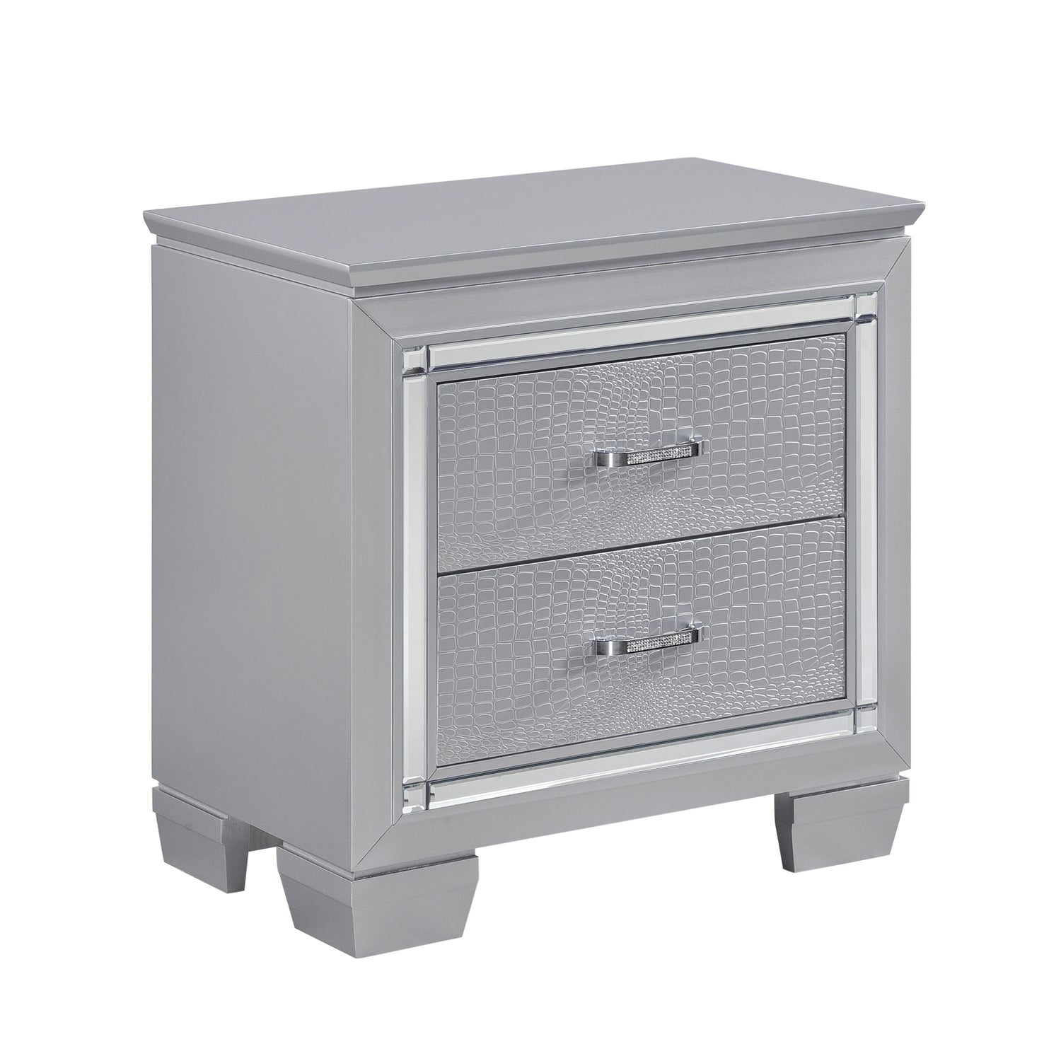 Allura Silver LED Upholstered Panel Bedroom Set - SET | 1916-1 | 1916-2 | 1916-3 | 1916-5 | 1916-6 | 1916-4 - Bien Home Furniture &amp; Electronics