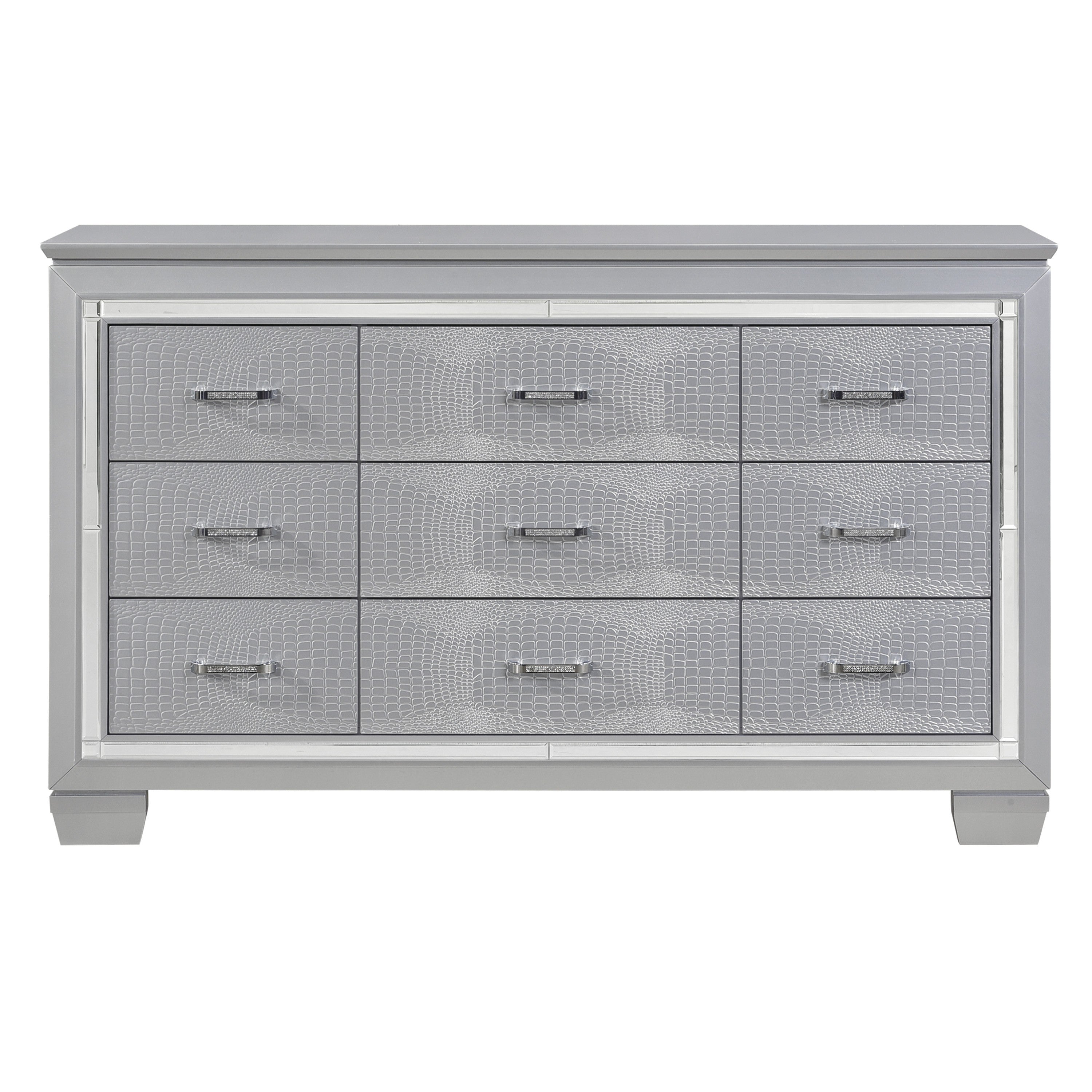 Allura Silver LED Upholstered Panel Bedroom Set - SET | 1916-1 | 1916-2 | 1916-3 | 1916-5 | 1916-6 | 1916-4 - Bien Home Furniture &amp; Electronics