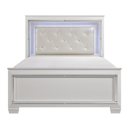 Allura White King LED Upholstered Panel Bed - SET | 1916KW-1 | 1916KW-2 | 1916KW-3EK - Bien Home Furniture &amp; Electronics