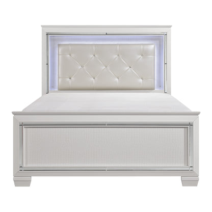 Allura White LED Upholstered Panel Bedroom Set - SET | 1916KW-1 | 1916KW-2 | 1916KW-3EK | 1916W-5 | 1916W-4 - Bien Home Furniture &amp; Electronics