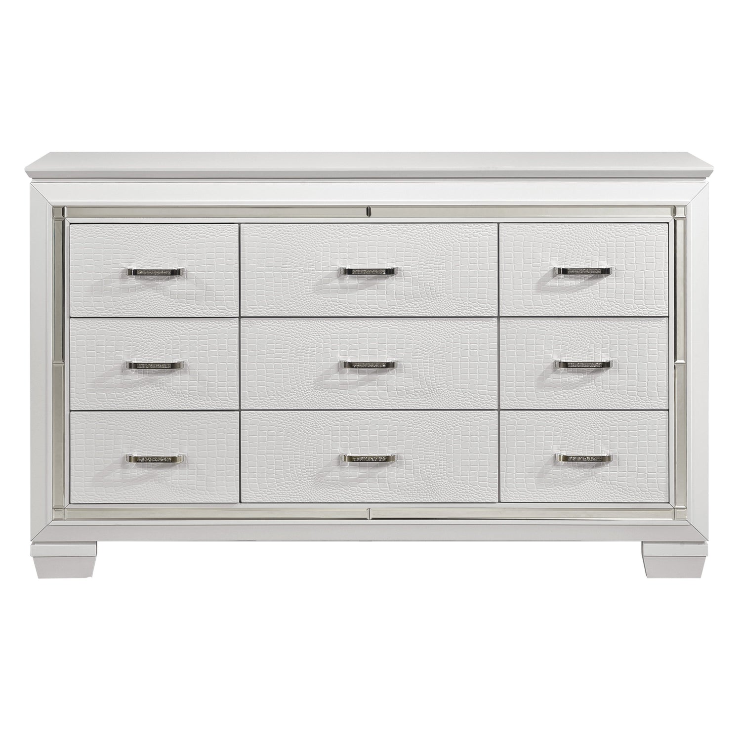 Allura White LED Upholstered Panel Bedroom Set - SET | 1916KW-1 | 1916KW-2 | 1916KW-3EK | 1916W-5 | 1916W-4 - Bien Home Furniture &amp; Electronics