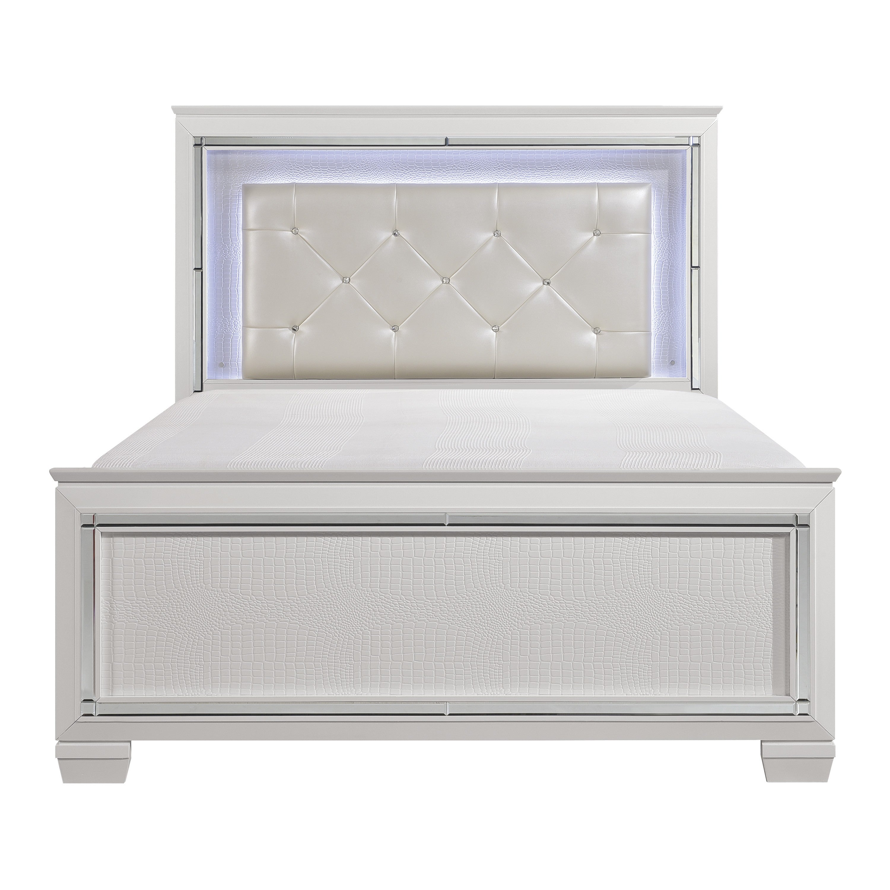 Allura White LED Upholstered Panel Youth Bedroom Set - SET | 1916FW-1 | 1916FW-2 | 1916FW-3 | 1916W-5 | 1916W-6 | 1916W-4 | 1916W-9 - Bien Home Furniture &amp; Electronics