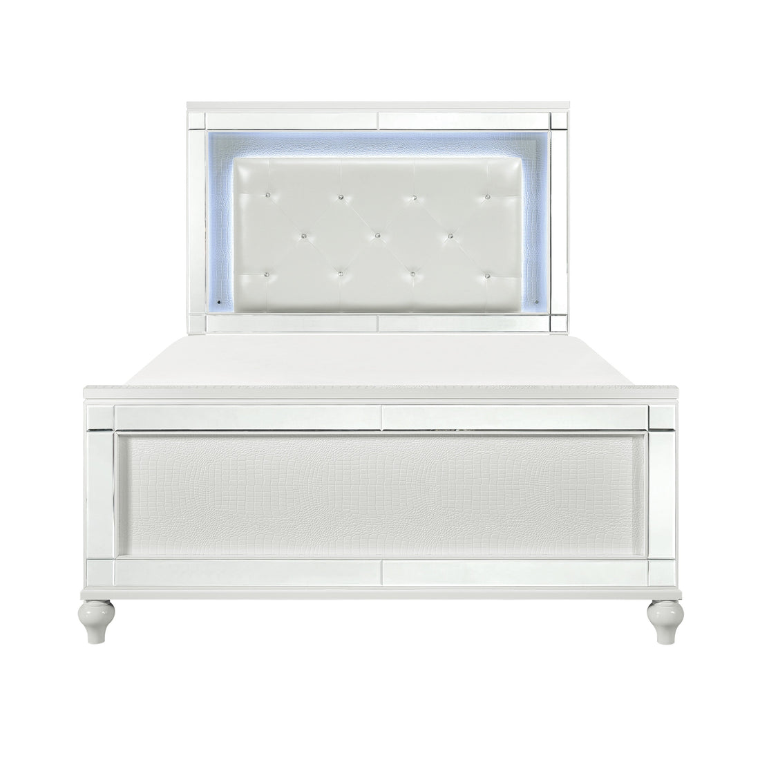 Alonza Metallic White Eastern King Bed, LED Lighting - 1845KLED-1EK* - Bien Home Furniture &amp; Electronics