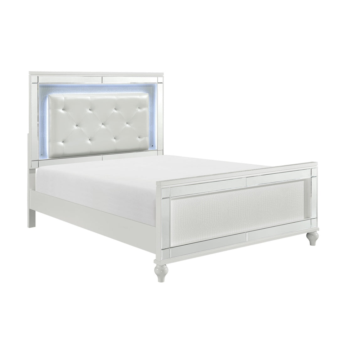 Alonza Metallic White Eastern King Bed, LED Lighting - 1845KLED-1EK* - Bien Home Furniture &amp; Electronics