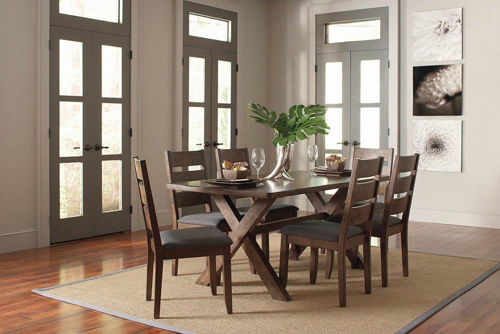 Alston 7-Piece Rectangular Dining Set Knotty Nutmeg/Gray - 106381-S7 - Bien Home Furniture &amp; Electronics