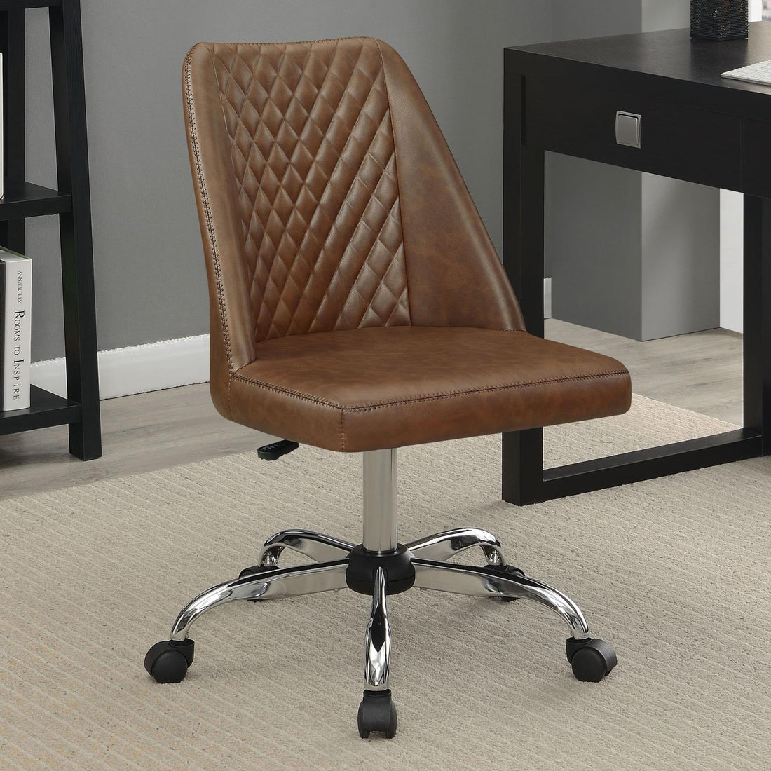 Althea Brown/Chrome Upholstered Tufted Back Office Chair - 881197 - Bien Home Furniture &amp; Electronics