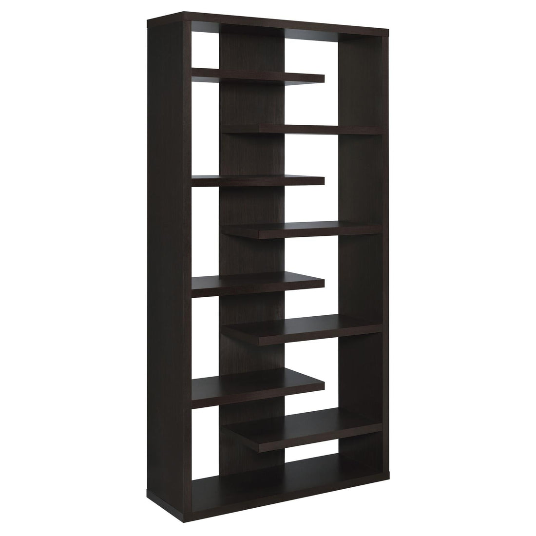 Altmark Cappuccino Bookcase with Staggered Floating Shelves - 800265 - Bien Home Furniture &amp; Electronics
