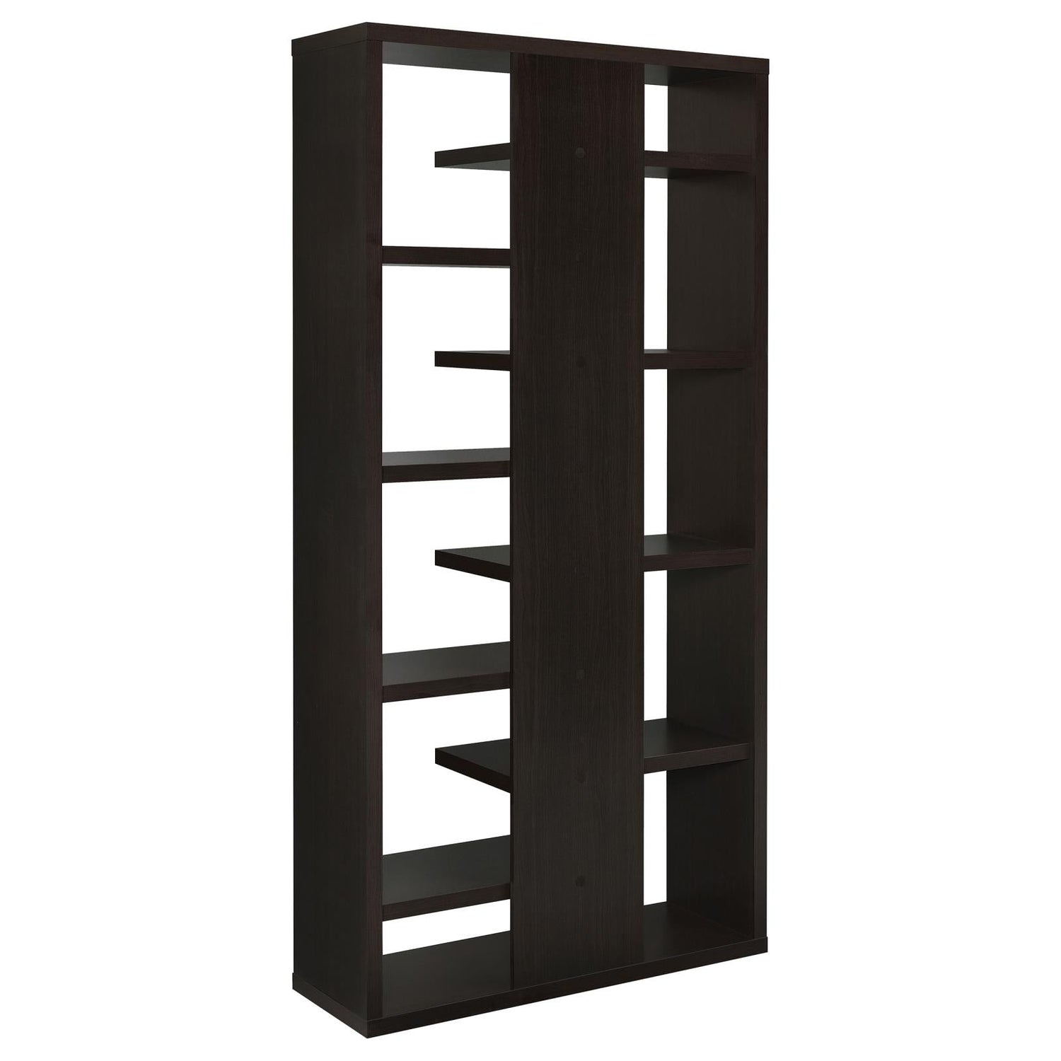 Altmark Cappuccino Bookcase with Staggered Floating Shelves - 800265 - Bien Home Furniture &amp; Electronics