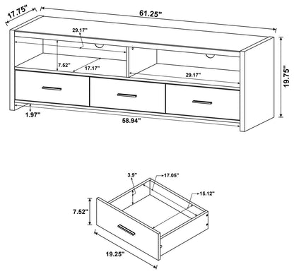 Alton 62&quot; 3-Drawer TV Console Black Oak - 700645 - Bien Home Furniture &amp; Electronics