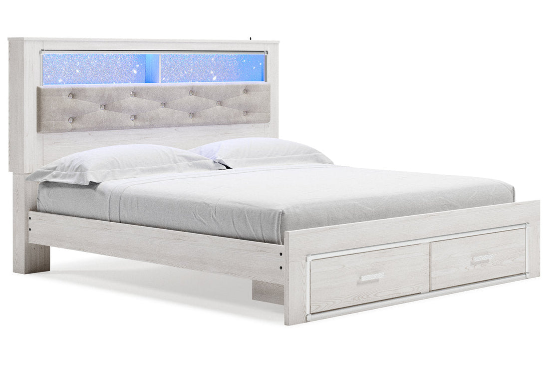 Altyra White King Upholstered Bookcase Bed with Storage - SET | B100-14 | B2640-56S | B2640-69 | B2640-95 - Bien Home Furniture &amp; Electronics