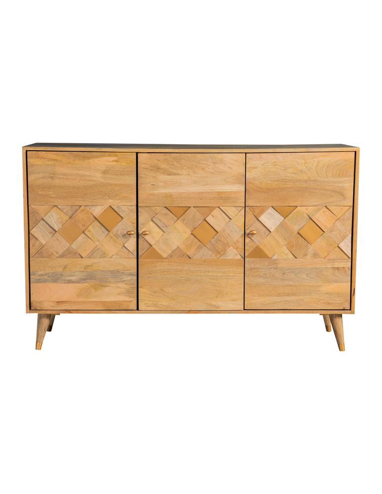 Alyssum Natural Checkered Pattern 3-Door Accent Cabinet - 953460 - Bien Home Furniture &amp; Electronics