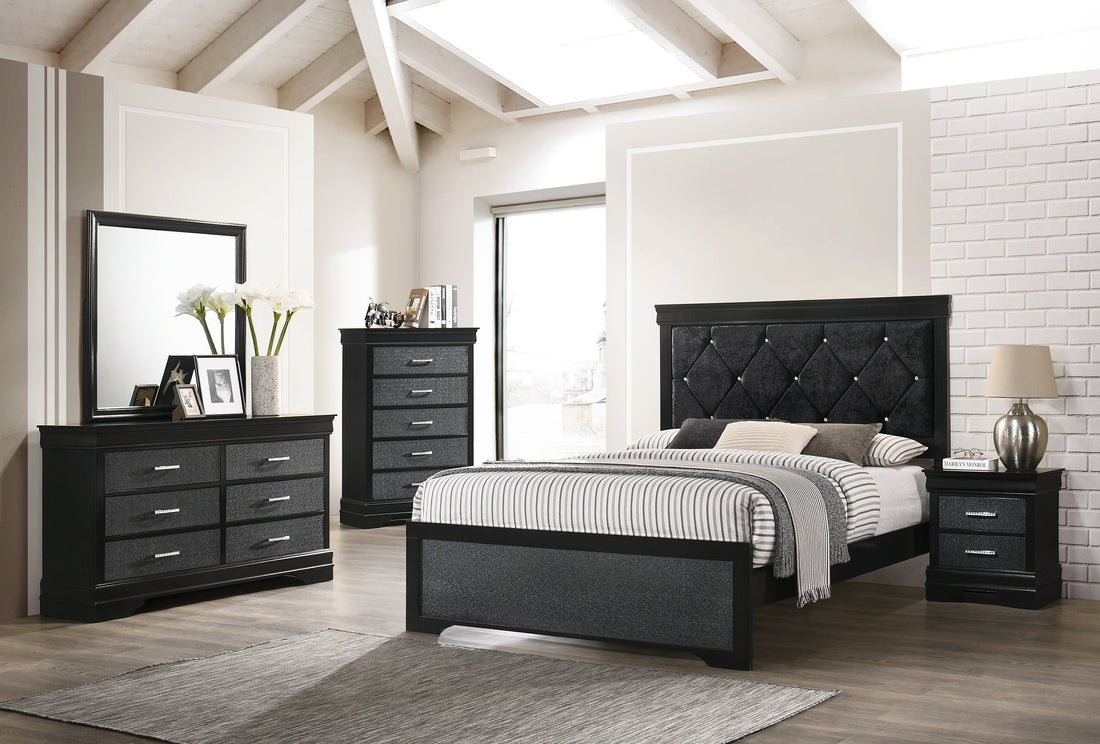 Amalia Black Full Panel Bed - SET | B6918-F-HBFB | B6918-FT-RAIL - Bien Home Furniture &amp; Electronics