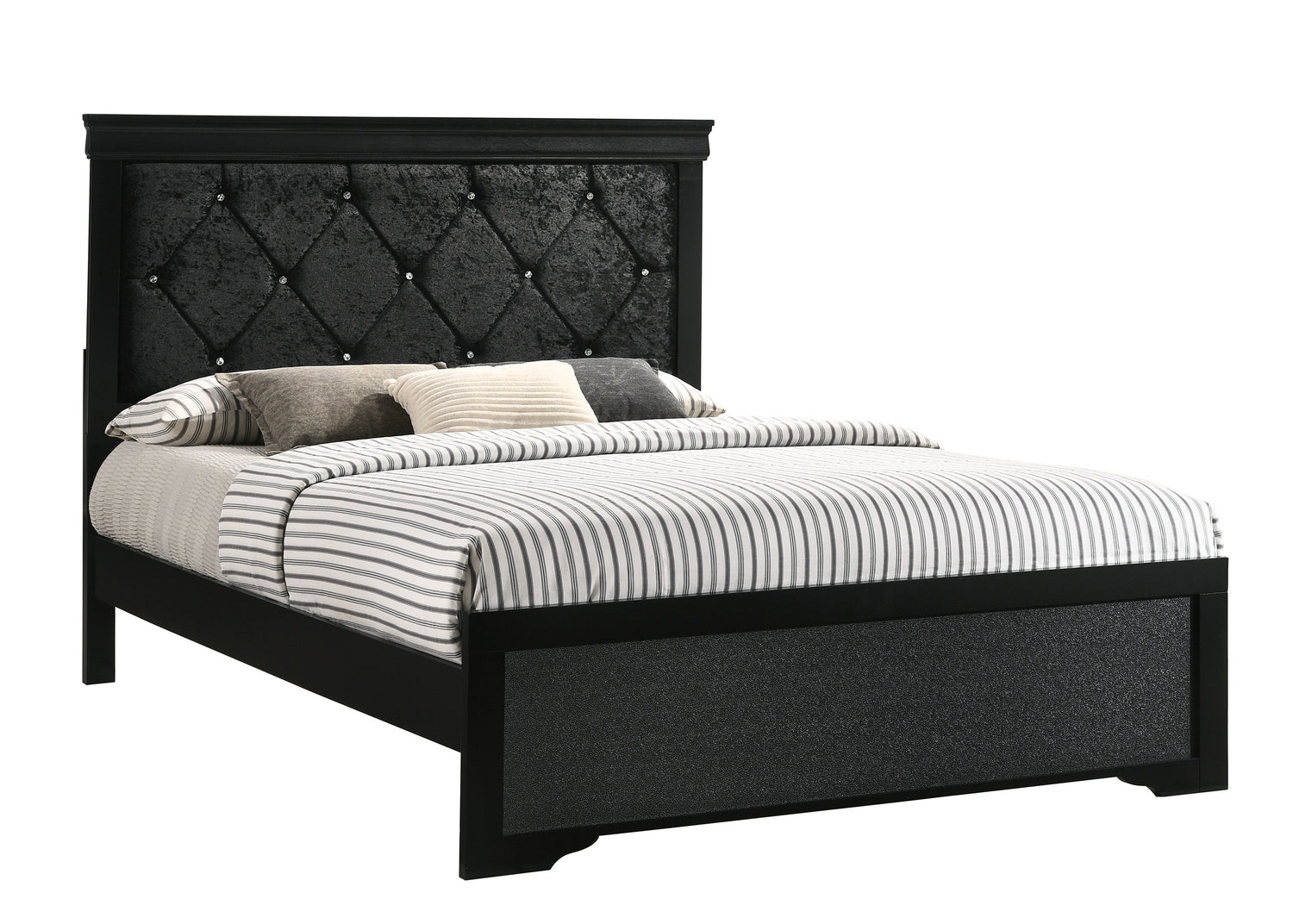 Amalia Black Queen Panel Bed - SET | B6918-Q-HBFB | B6918-KQ-RAIL - Bien Home Furniture &amp; Electronics