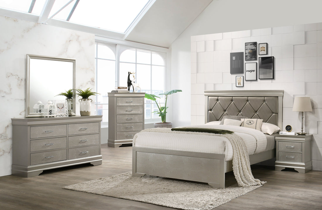 Amalia Silver Full Panel Bed - SET | B6910-F-HBFB | B6910-FT-RAIL - Bien Home Furniture &amp; Electronics