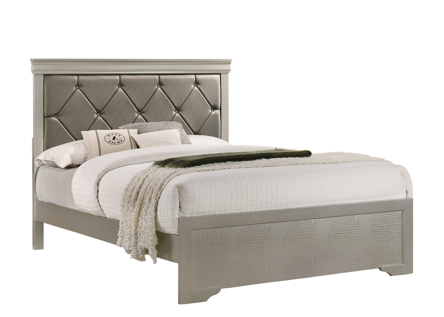 Amalia Silver King Panel Bed - SET | B6910-K-HBFB | B6910-KQ-RAIL - Bien Home Furniture &amp; Electronics