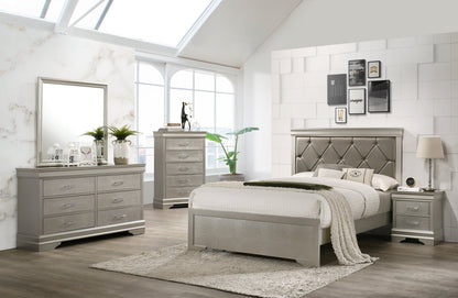 Amalia Silver Queen Panel Bed - SET | B6910-Q-HBFB | B6910-KQ-RAIL - Bien Home Furniture &amp; Electronics